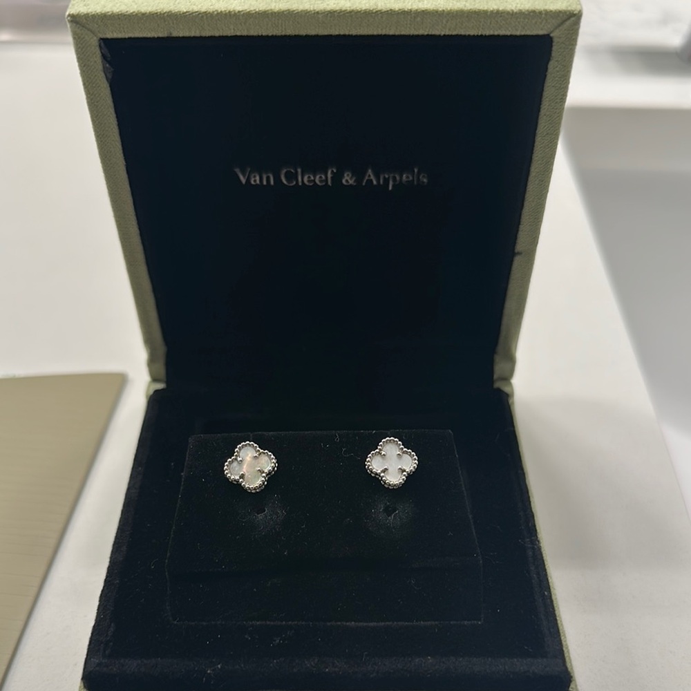 Van Cleef & Arpels White Clover Earrings